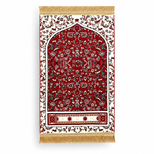 Imam Al-Haram Prayer Mat Collection – Red | Made in Al Madinah